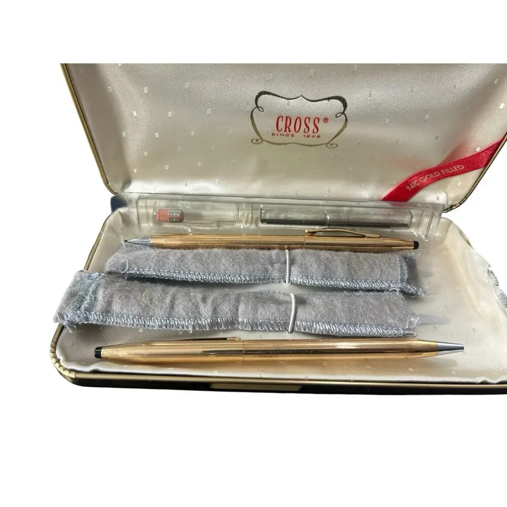 Vintage CROSS 14K Gold Filled Pen & Pencil Set Case Booklet